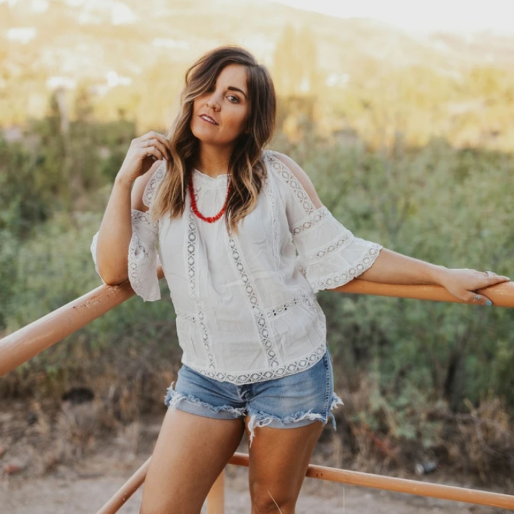 NWT white lace peasant blouse cold shoulder